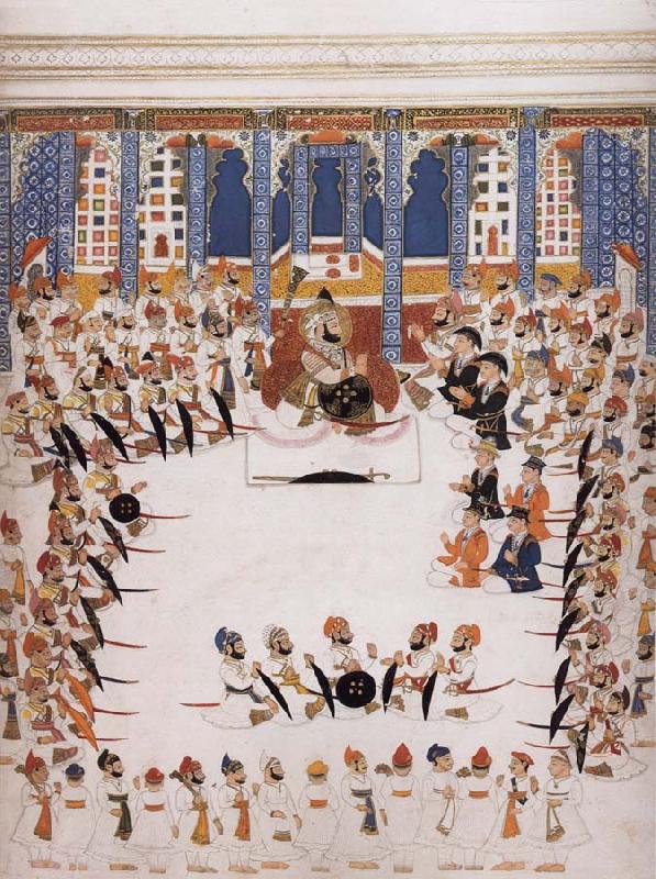 unknow artist Maharana Jawan Singh of Mewar within the Royal Palace of Udaipur oil painting picture